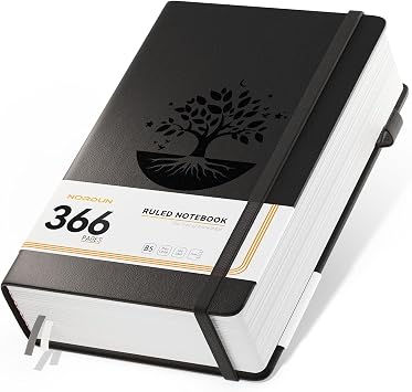 Lined Journal Notebook,B5 Hardcover Journal 366 Pages 100gsm Thick Lined Paper for Writing,No bleed Paper,Notepad Leather Notebook for Women Men Work School Office Home - Black
