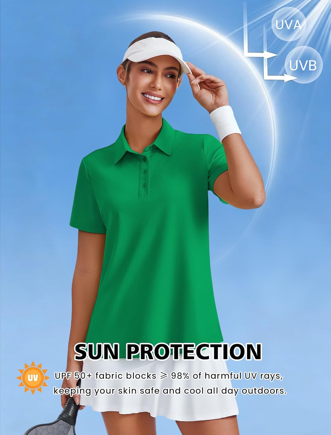 PINSPARK Womens 4 Buttons Golf Polo Shirts UPF 50+ Quick Dry Athletic Tennis Tops Collared Pickleball T Shirt - Image 4