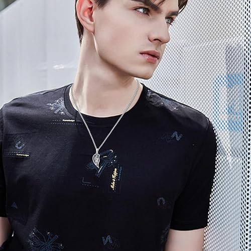 Vista 652 de Collar con colgante de plata de ley 925 con medalla de San Patrón, joyería religiosa para hombres y mujeres, con cadena de acero inoxidable 316L