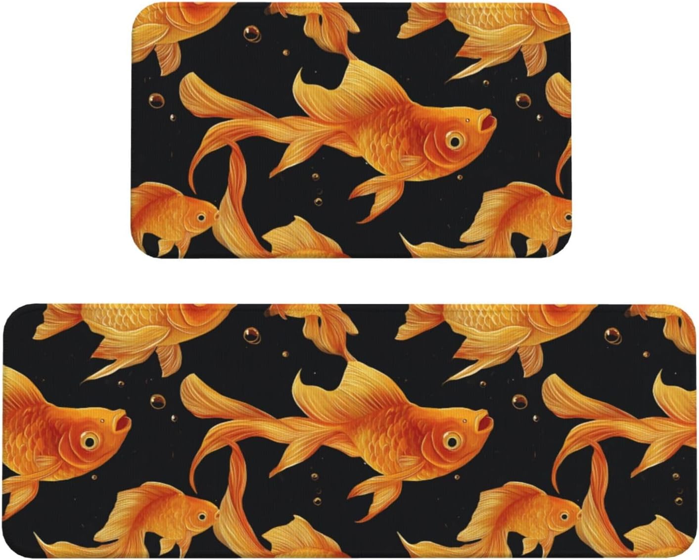 Red Goldfish Print Kitchen Rugs Sets of 2 Non Slip Washable, Anti Fatigue Kitchen Mats for Floor, Home Decor