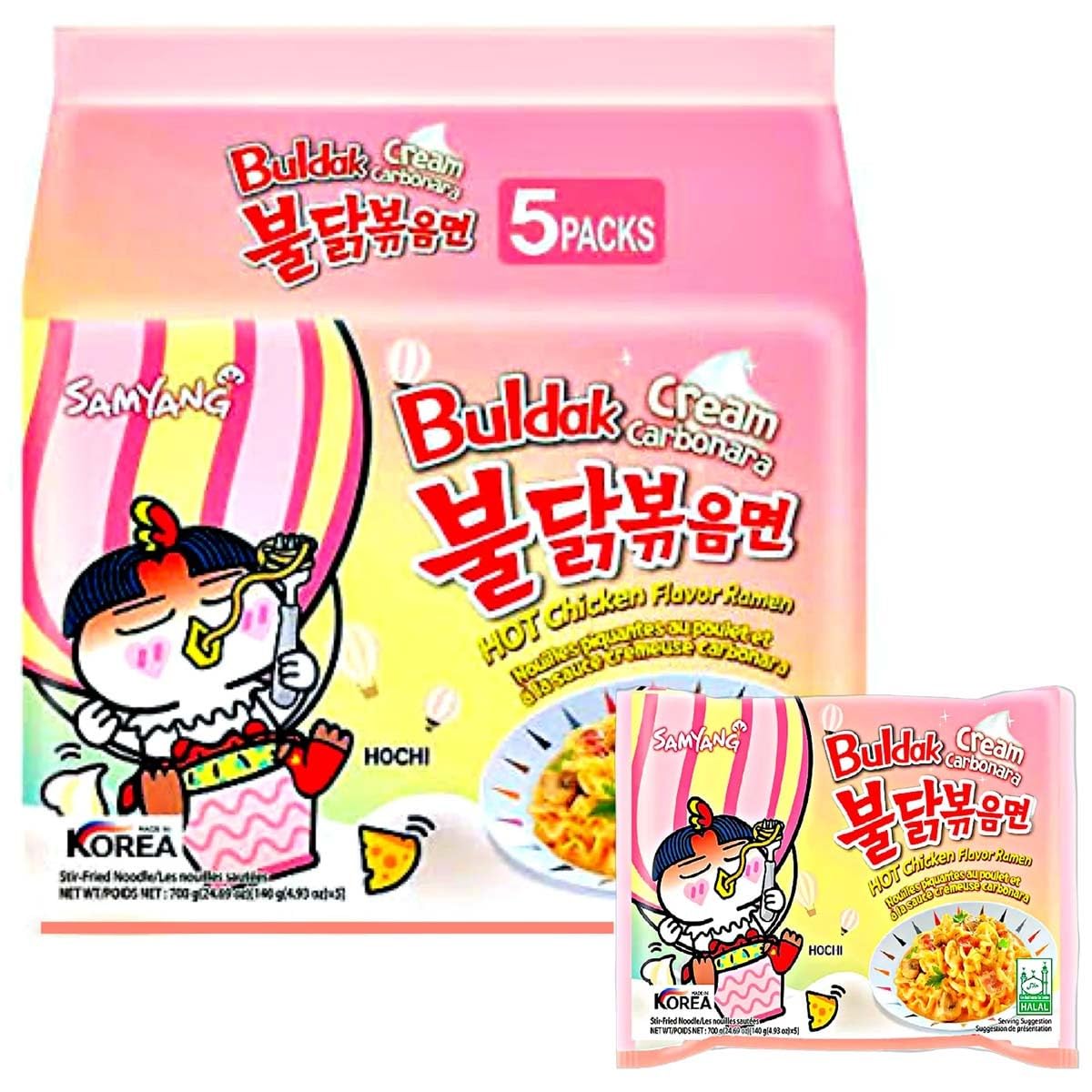 Samyang Buldak Cream Carbonara Including Steam-Time Thank You 5 x 140 g