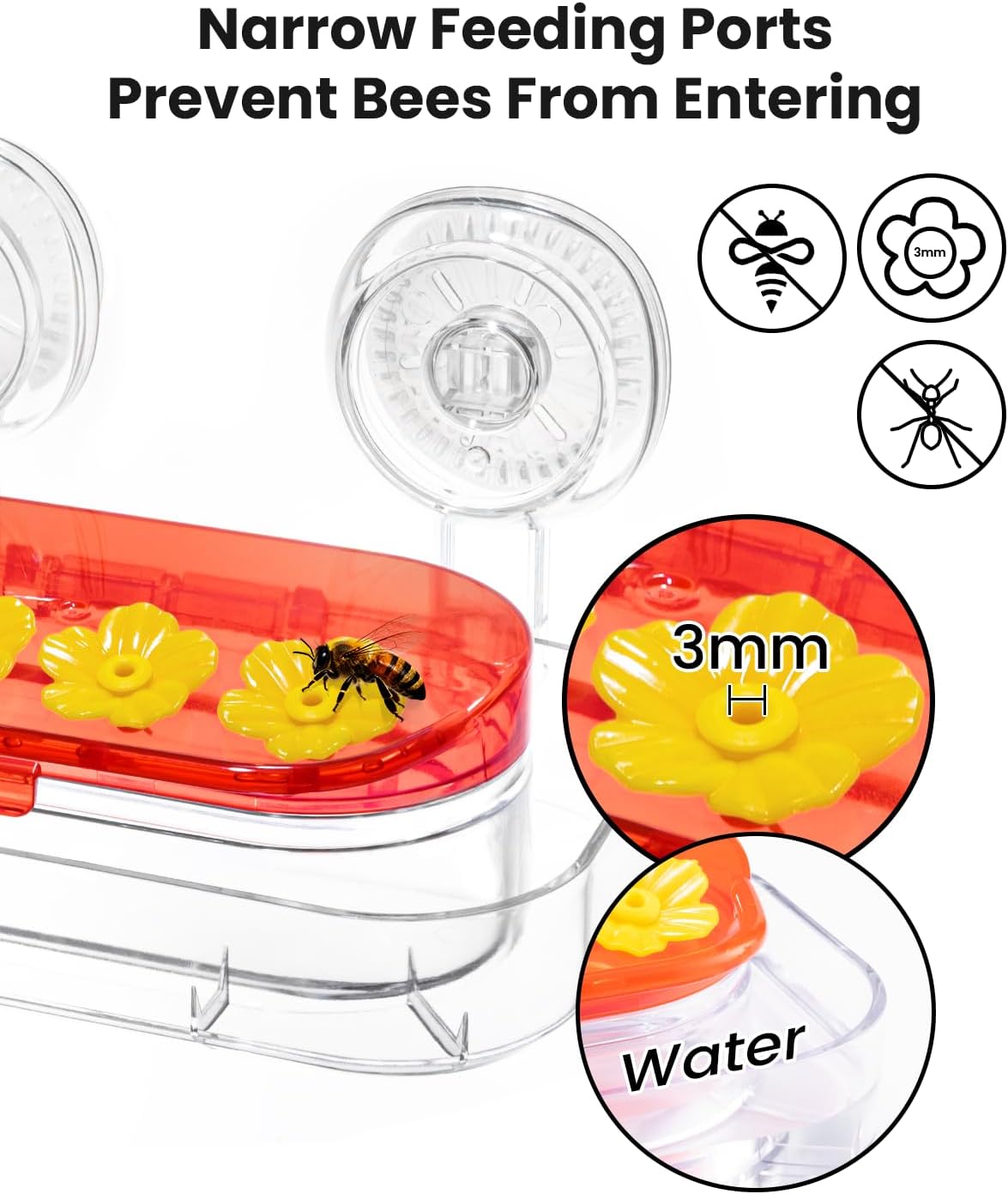 Redboat 2 Pack Window Hummingbird Feeder, Strong Suction Cup Hummingbird Feeder with 4 Feeding Ports, Easy to Clean and Refill Plastic Humming Bird Feeder,Gifts,10oz - Image 7