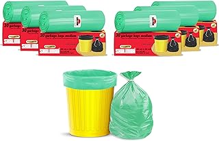 Shalimar Premium (Lavender Fragrance) Scented Garbage Bags Medium 19 X 21 Inches 180 Bags (30 Bags X 6 Rolls) Dustbin Bag/Trash Bag (Green) - Perforated Box for Easy Dispensing