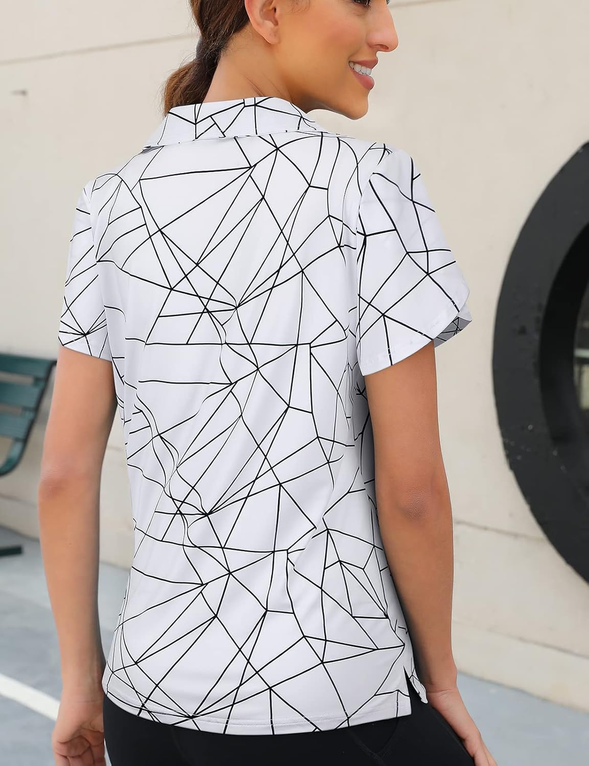 Viracy Womens Golf Polo Shirts 1/4 Zip Up Overlap Short Sleeve Quick Dry Workout Tops - Image 2