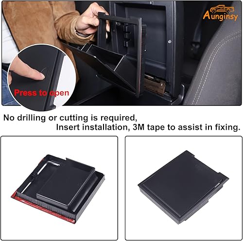 Vista 4 de Aunginsy Caja de almacenamiento para consola de reposabrazos compatible con Toyota Tacoma 2016-2023, barandilla de consola central, caja