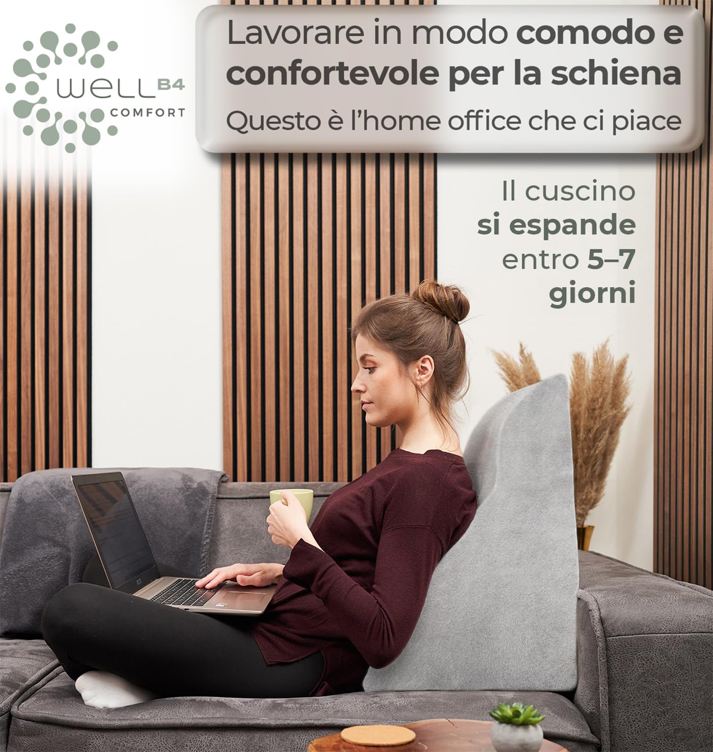WELL B4 Cuscino da lettura per letto e divano ergonomico - schienale letto, cuscino antireflusso adulti, cuscino a cuneo per letto cuscino testata letto matrimoniale,