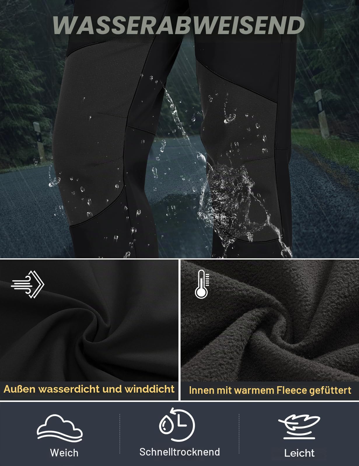 Damen Wanderhose Wasserdicht Skihose Softshellhose Thermohose Fleece Gefüttert Winter Hosen Schneehose Winddicht Warm Arbeitshose Trekkinghose Langlaufhose Knie-Reibungsschutz