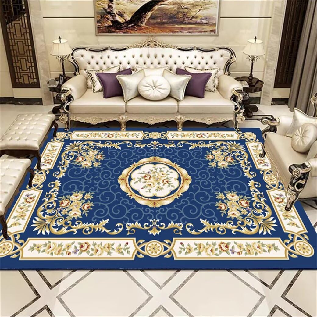 Tapis salon XXL 200x300cm chambre enfant garçon bleu anti-poussière