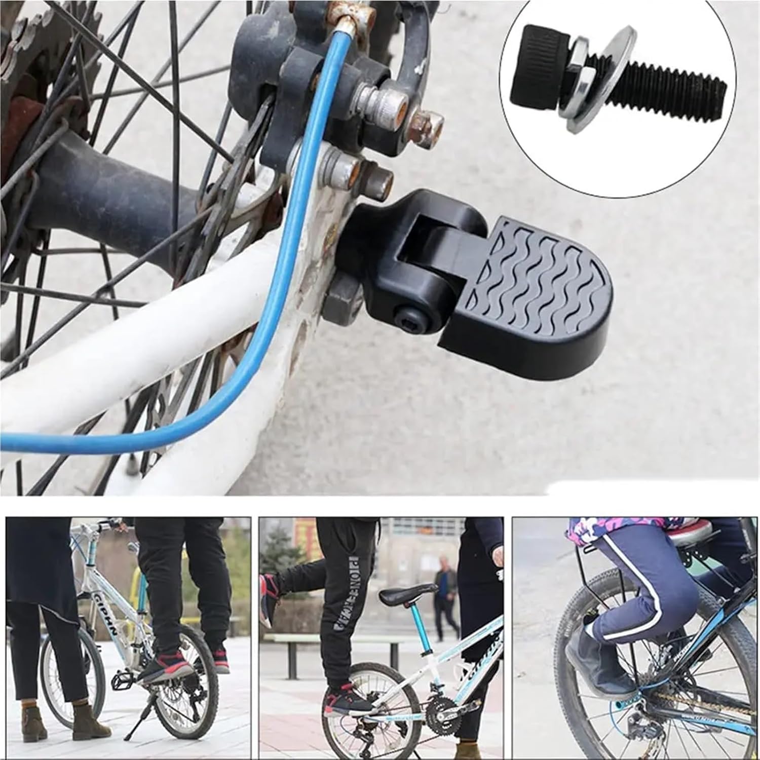 Bike Pegs 2 Pair Aluminum Alloy Folding Rear Bike Pedals - Non-Slip Foot Pegs with Quick Release for Mini Bicycles