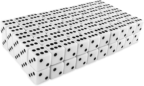 Miniatura 7 de Juego de dados blancos de 063 pulgadas con puntos negros 100 unidades