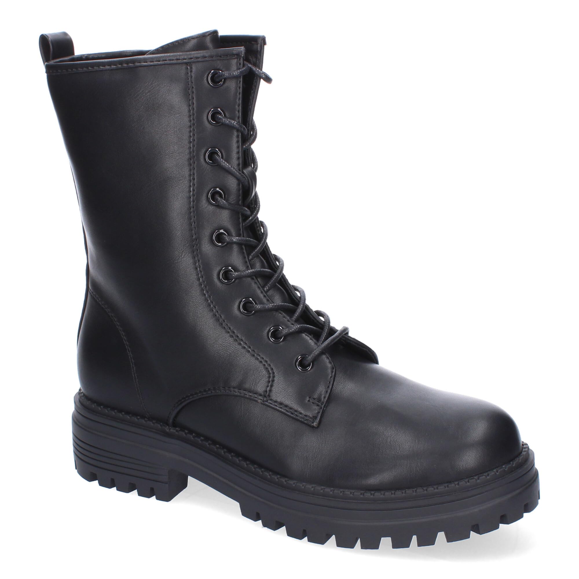 Botas Mujer Militar Cordones Suela Dentada Cremallera Lateral
