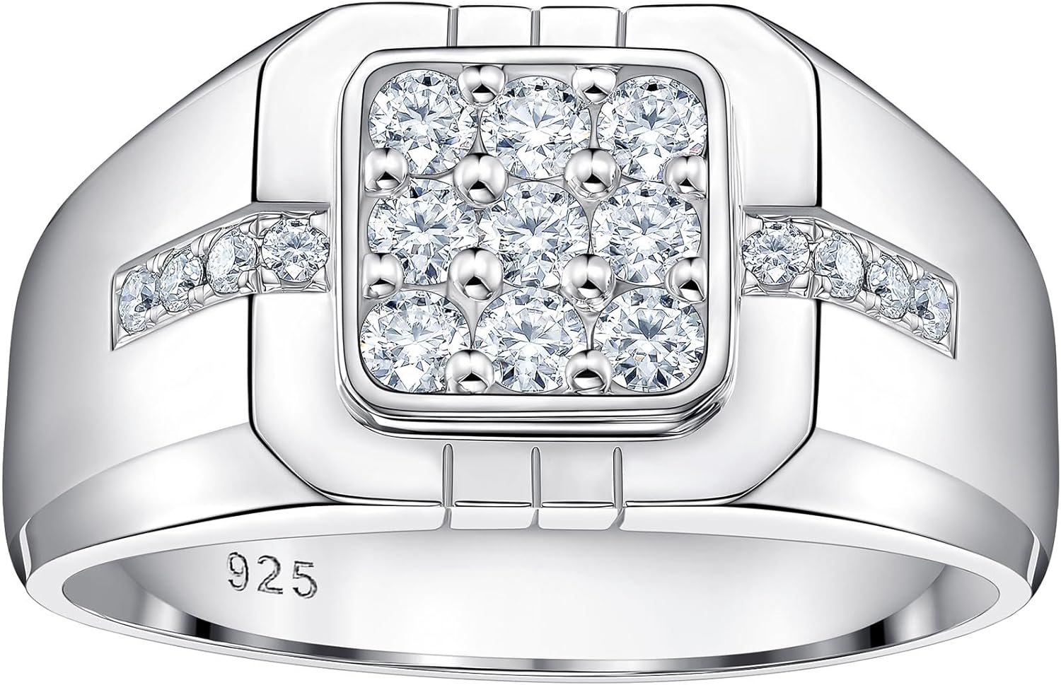 D Color VVS1 Mens Moissanite Wedding Band 925 Sterling Silver Promise Rings For Him Round Cut Eternity Engagement Size 8-13
