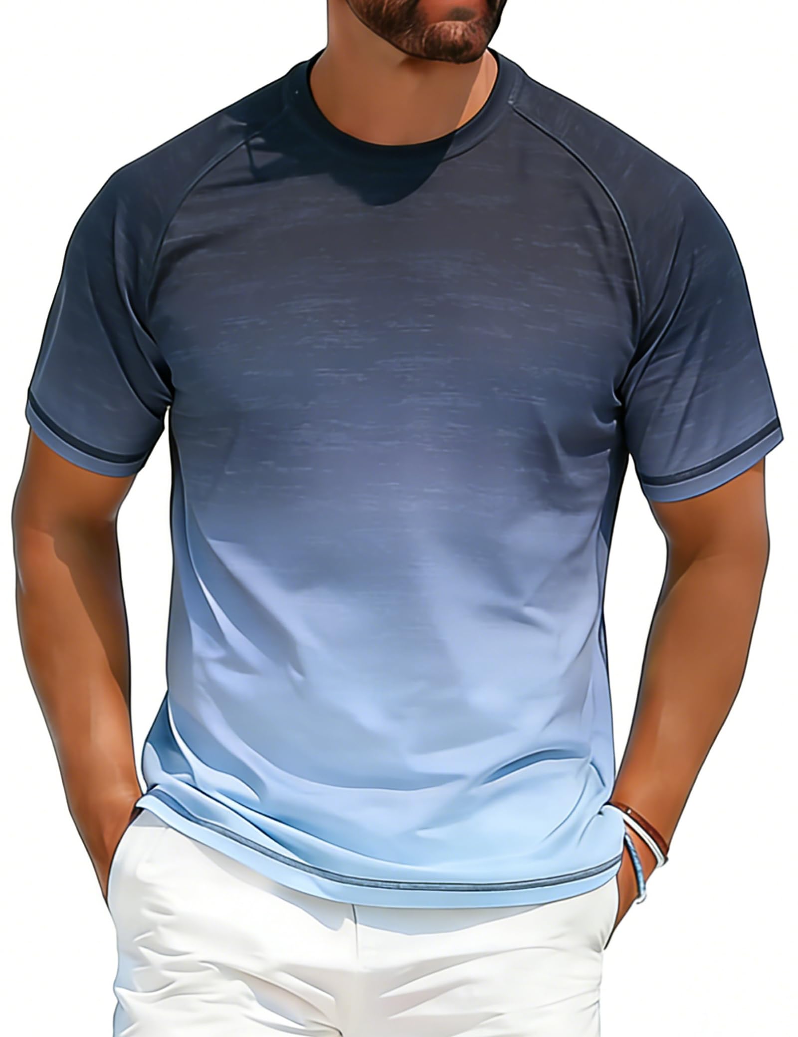 ELETOP Men's Swim Shirts UPF 50+ Short Sleeve Rash Guard Sun Shirts for Beach Fishing