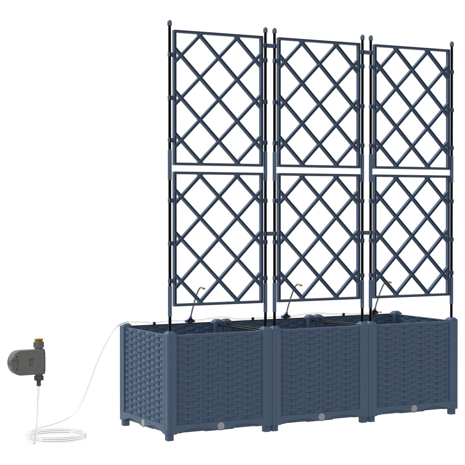 vidaXL Doniczka ogrodowa 3 pcs Szary 120 x 40 x 142 cm, Ogród i taras, nowoczesna doniczka samonawadniająca, trwały pojemnik na rośliny patio