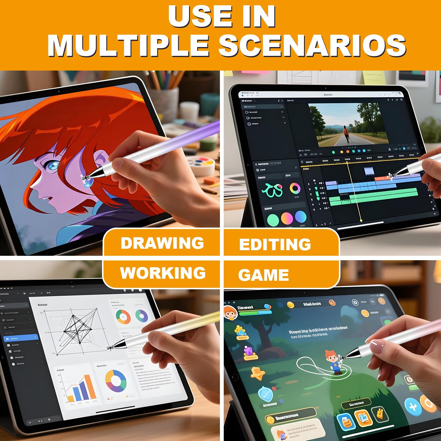 Stylus (7 Stück), 2-in-1 Stylus Pen für Touchscreen, hohe Präzision und Empfindlichkeit, geeignet für iPad/iPhone/Samsung/Android Smartphone und Tablets, kompatibel mit allen Touchscreens