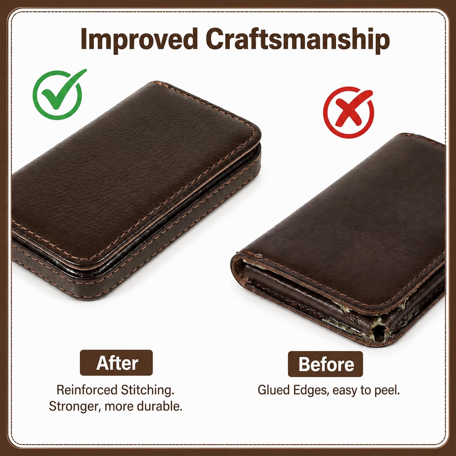 Xthrotsenk Business Card Holder Case, PU Leather Business Card Case Pocket Travel Name Cards Holders Wallet Magnetic Businesses Cards Carrier for Men & Women, Slim & Stylish, Coffee