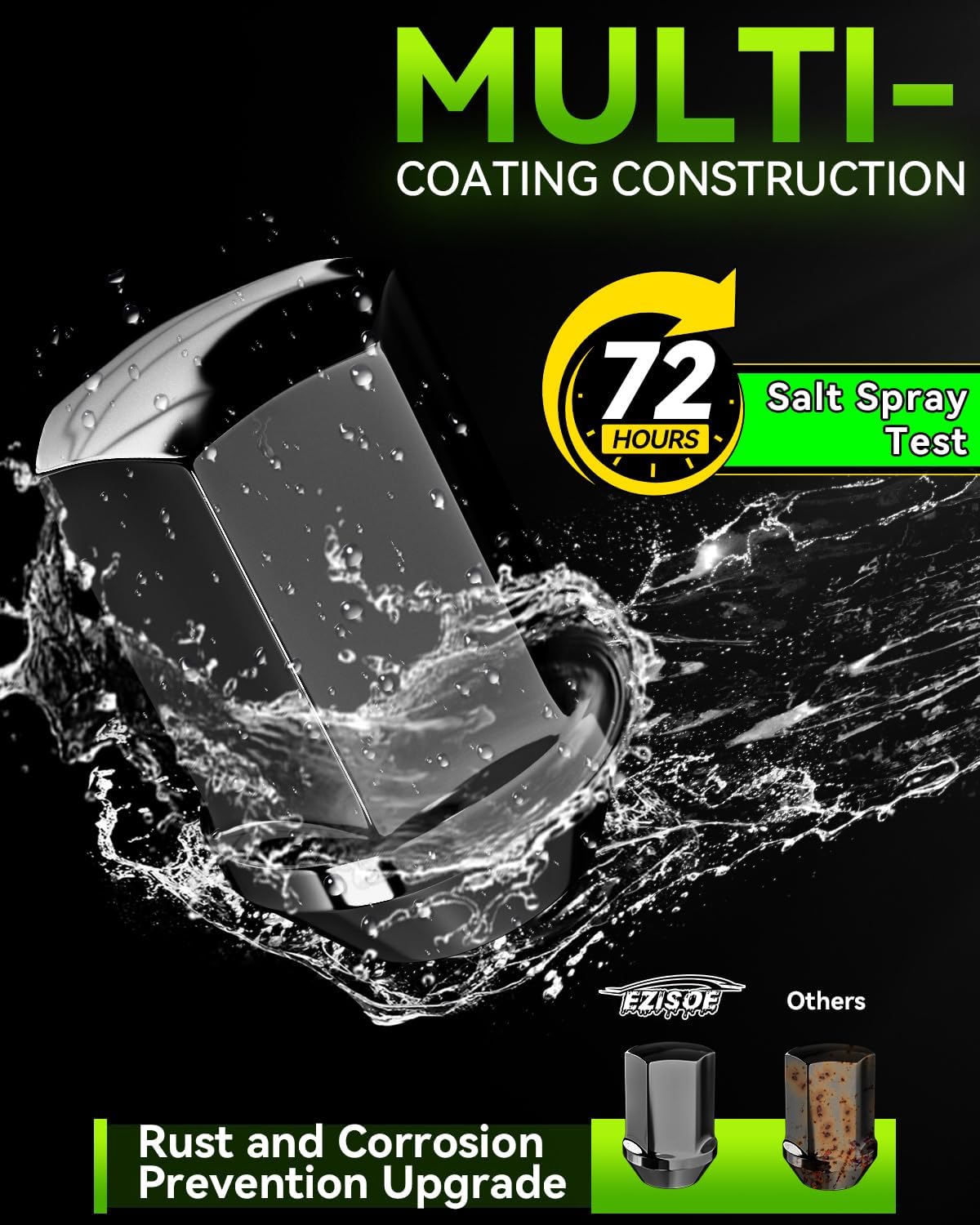 20 PCS 14x1.5 Pitch Studs Wheel Lug Nuts, 1.5 inch Height OEM Factory Style Acorn Seat Lug Nuts, Black Finish, 7/8" Hex, 60 Degree Conical Seat