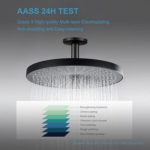 Miniatura 15 de OFFO Brazo de ducha con brida, oro brillante de 3 pulgadas, cabezal de ducha de lluvia de repuesto, brazo recto, montado en techo para cabezal