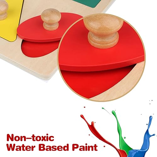 Miniatura 10 de Thoth - Rompecabezas de madera de formas geométricas de colores tamaño grande ideal como material de aprendizaje para niños en edad preescolar