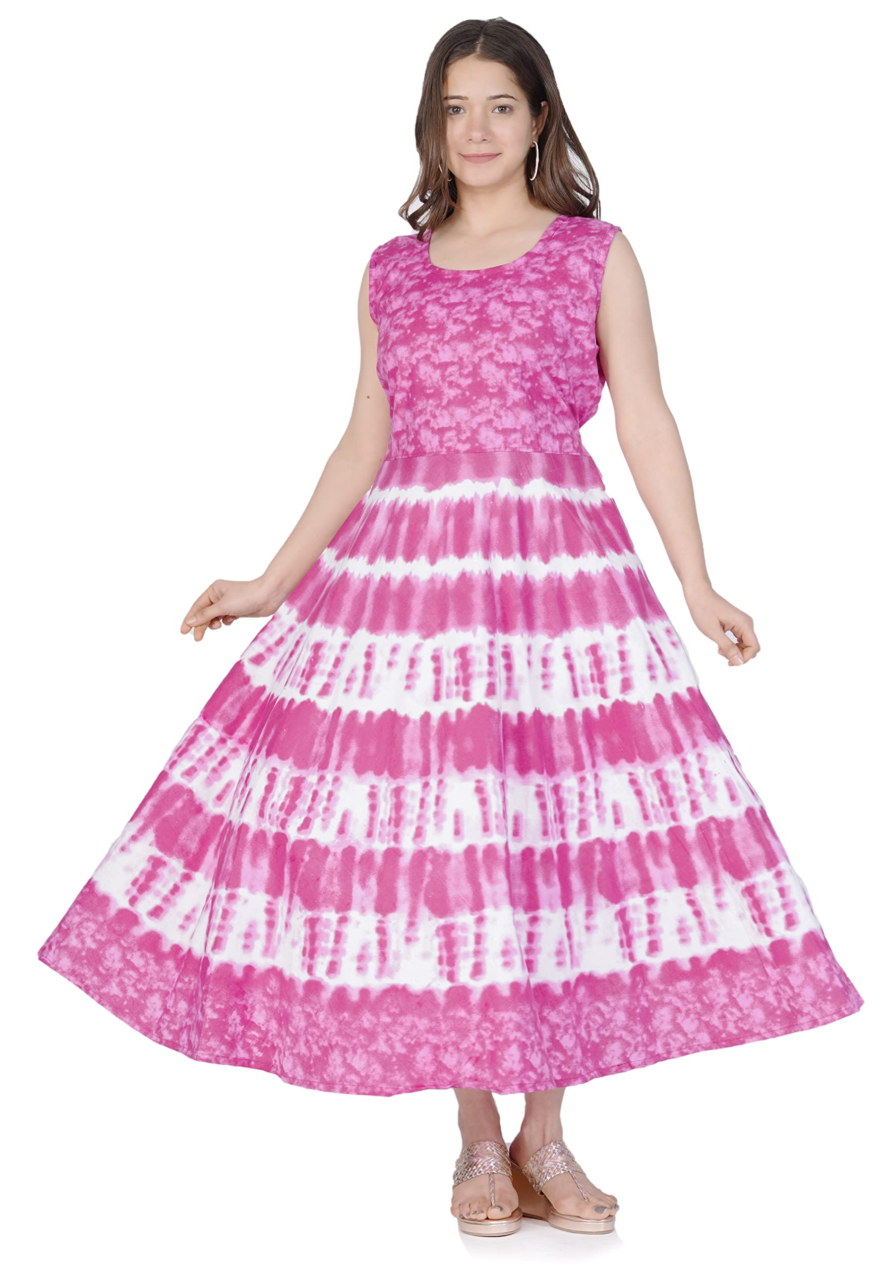 unibliss Women's Cotton Rajasthani Jaipuri Traditional Tie-Dye Printed Long Midi Maxi Dress (Free Size Up to 44XL)-picture-37