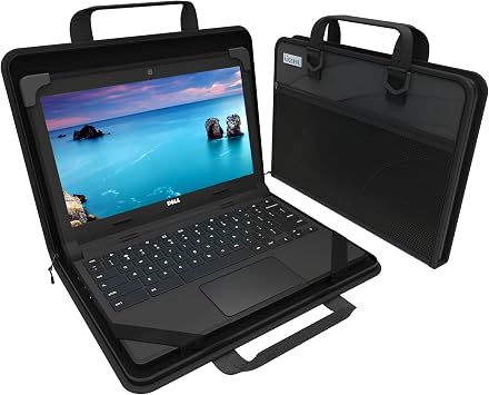 UZBL 11-11.6 Inch Zip Lite Always-on Chromebook Protective Hard Case with Accessory Pouch & Shoulder Strap