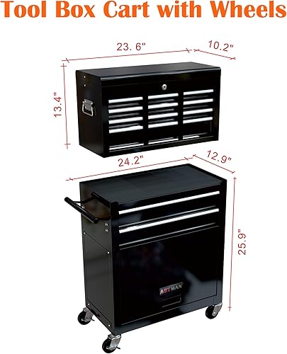 Miniatura 109 de Carro de herramientas de 4 cajones con ruedas, multifuncional, almacenamiento de herramientas, cajones, herramienta rodante, organizador