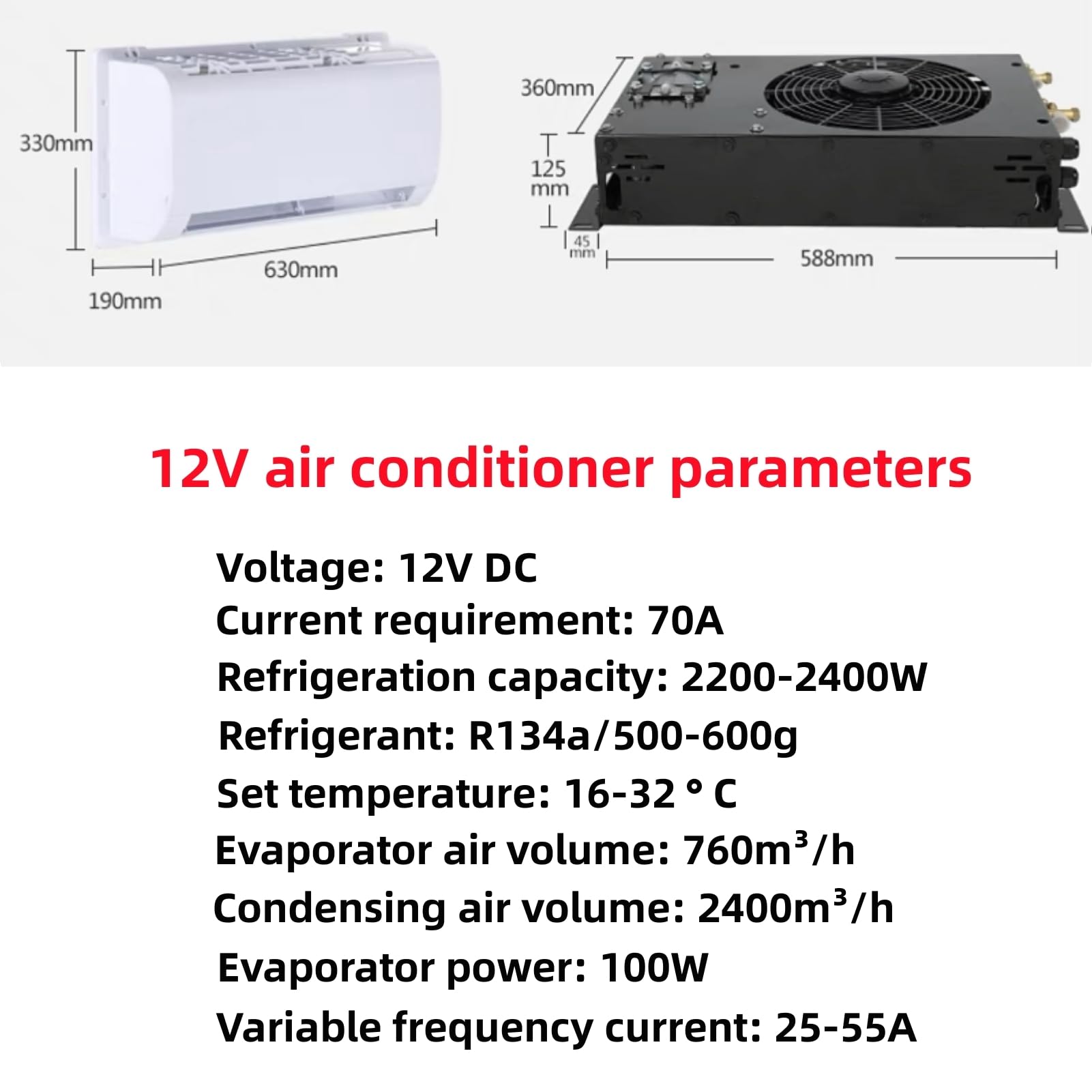12 Volt Rv Air Conditioner 12V RV Air Conditioner 680 Model - 9000 BTU ...