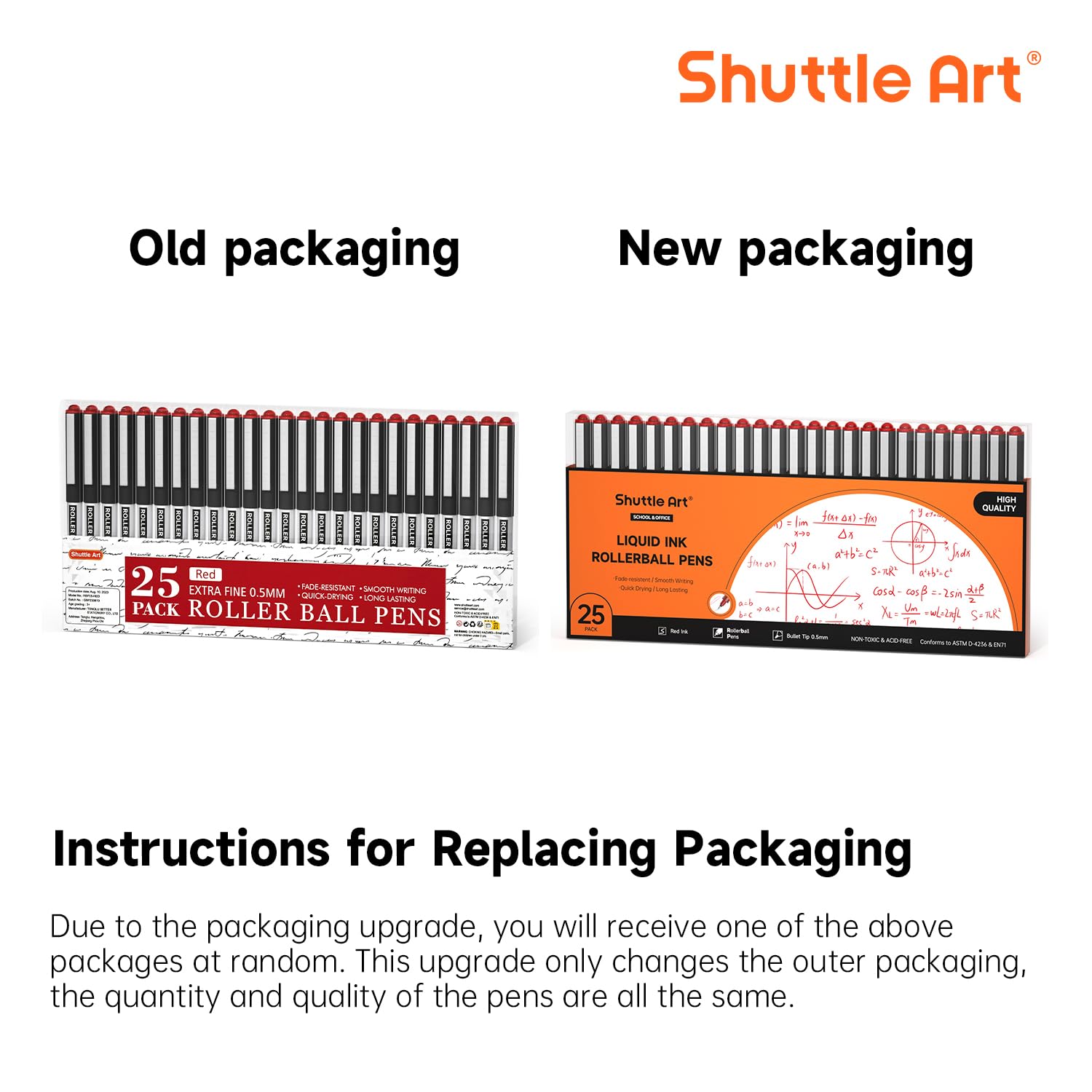 Shuttle Art Lot de 25 stylos à bille à pointe fine rouge à encre liquide de 0,5 mm pour écrire, journal, prise de notes, école, bureau