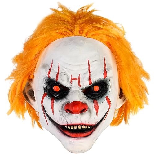 HugOutdoor Halloween Scary Clown Mask Adult Evil Killer Orange Hair