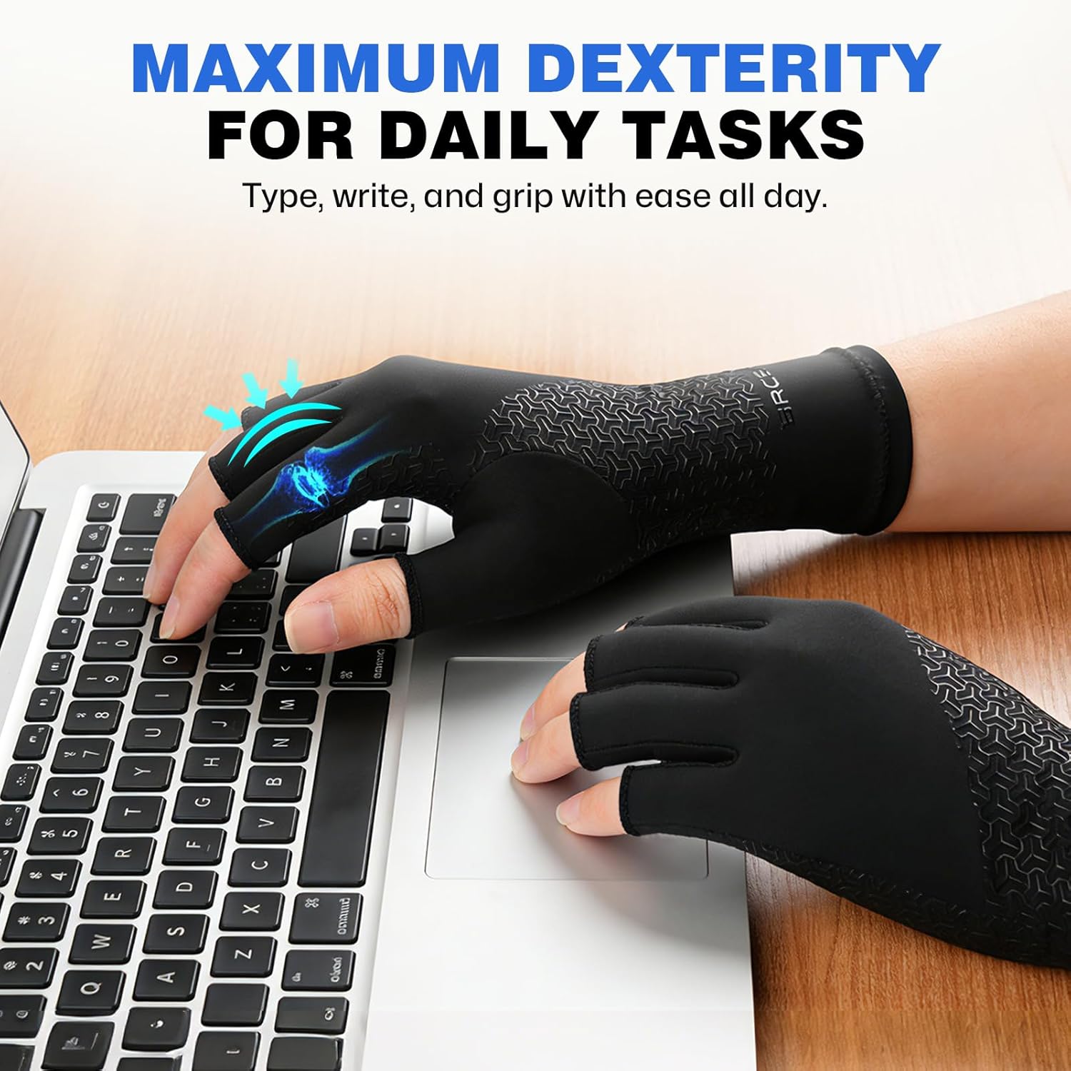 1 Pairs Compression Gloves for Arthritis, Carpal Tunnel Pain Relief, Compression Hand Gloves for Women & Men, Anti-Slip Moisture-Wicking Fingerless Gloves for Work,Typing - S
