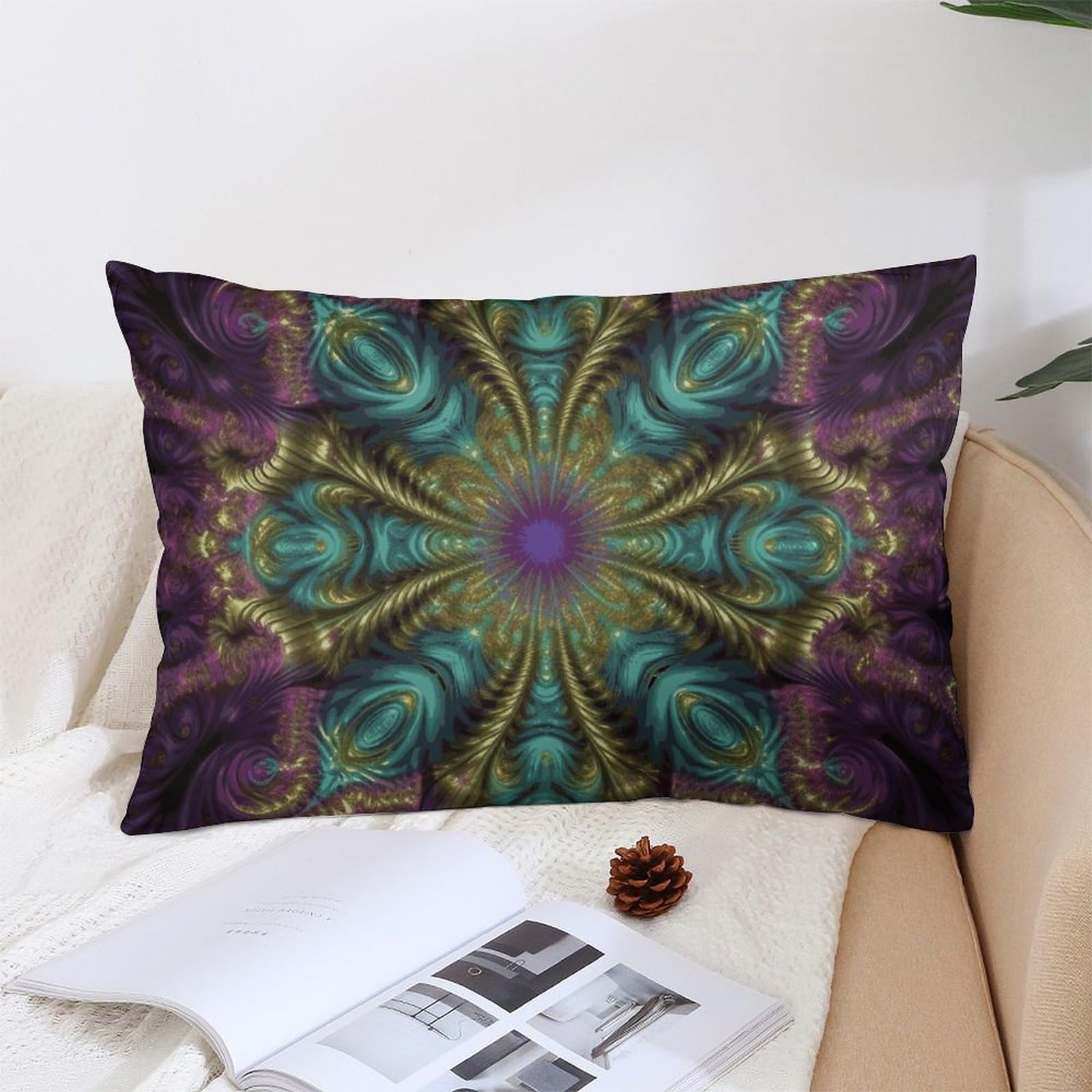 NTVOWPZO Decoration Throw Pillow Covers 12 "x20 Pillowcases Covers Fractal Art Soft Pillowcases Modern Farmhouse Home Decor Sofa Cushions Covers for Couch Bed Living Room