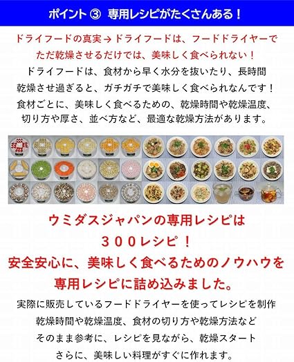 ウミダスジャパン フードドライヤー 食品乾燥機 300レシピ FD880E ...