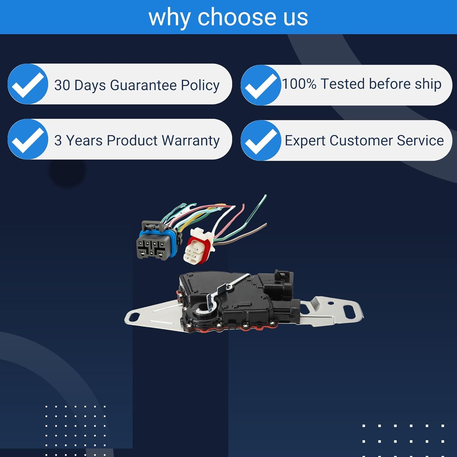 Neutral Position and Back-up Lamp Switch with Pigtails Switch Connectors 7&4 Wire for Chevy Cadillac GMC Escalade, for Astro Silverado 3500 Sierra 1500 Replaces 352-3201 24229422 NS85T NS85