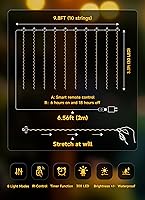 Vista 6 de Brightown - Cadena de luces de cortina con 300 LED, 3 mt de luces colgantes de hadas con control remoto, 8 modos, luces impermeables para ventanas