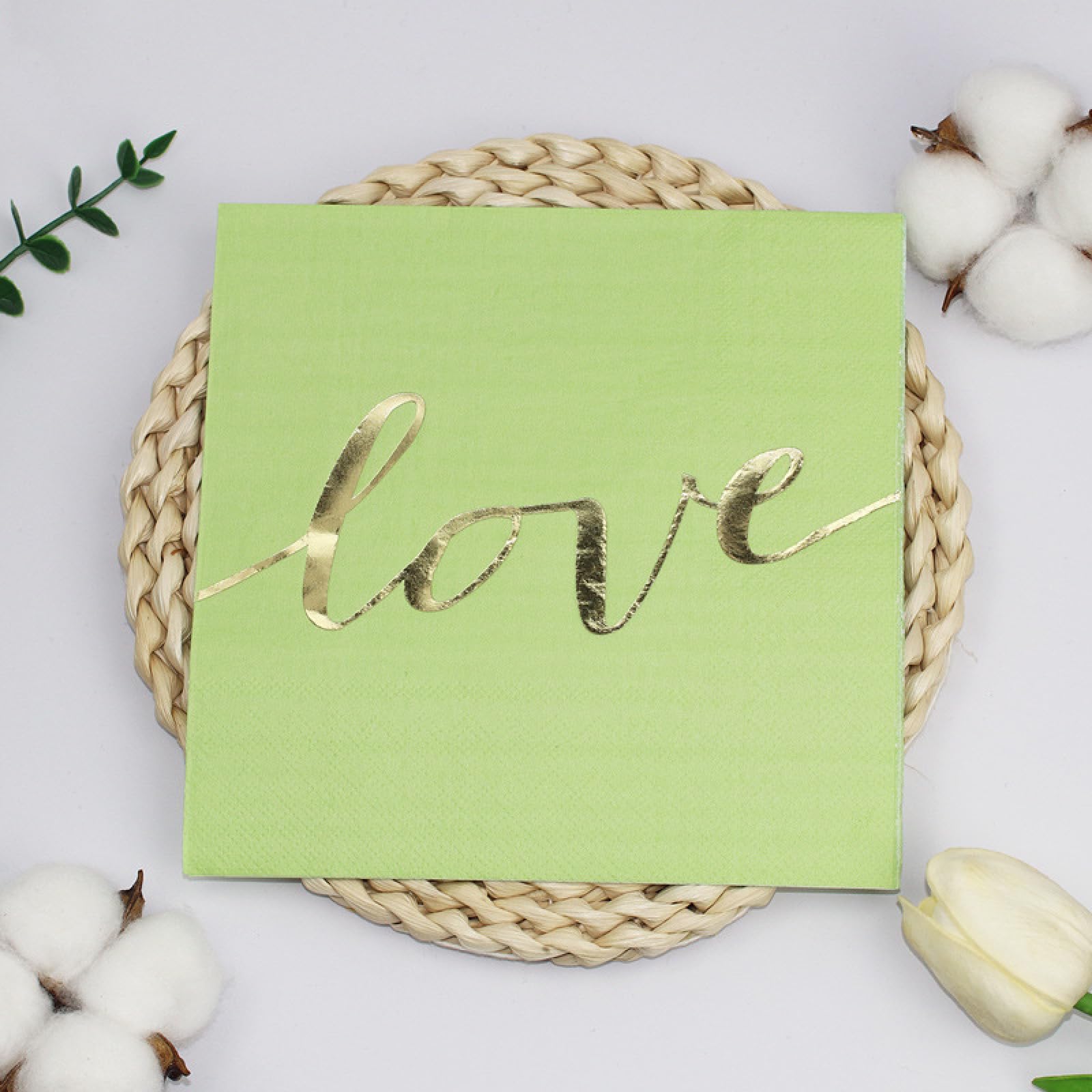 Serviette Papier Anniversaire Herbe Vert Or Serviette Anniversaire en Papier Anniversaire Serviettes Papier Jetables de Table Cocktail Mariage Décoration pour Partys Célébrations 30 Paquet(33x33cm)