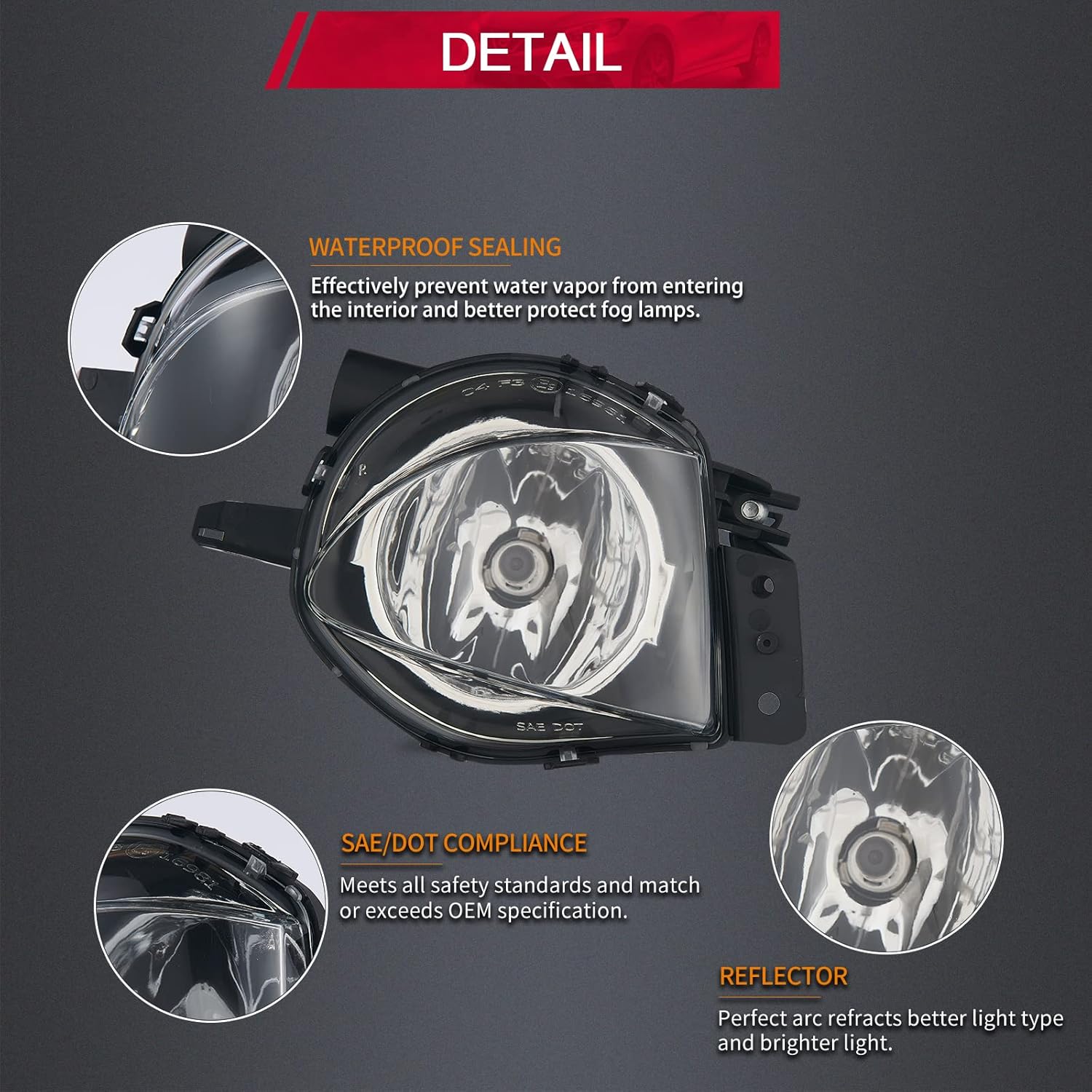 Fog Lights Compatible with 2006-2009 BMW 3 Series E90 323i 325i 328i 330i 335i, H11 55W Bulbs, Clear Lens Assembly