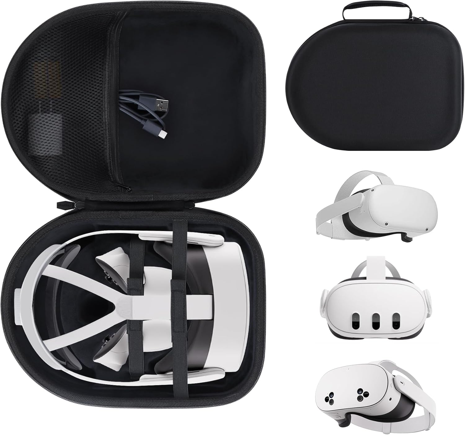 Storage Case Compatible with Meta Quest 3S / Quest 3 / Quest 2 VR Headset and Controller Accessories, Suitable for Travel and Home Storage (Black)