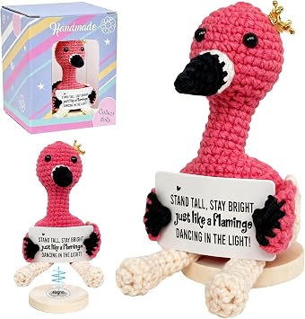homyfort Positive Crochet Flamingo, for Mom, Emotional Support Animal for Friends, Birthday Gift for Boyfriend,Girlfriend,Wife,Husband,Coworker