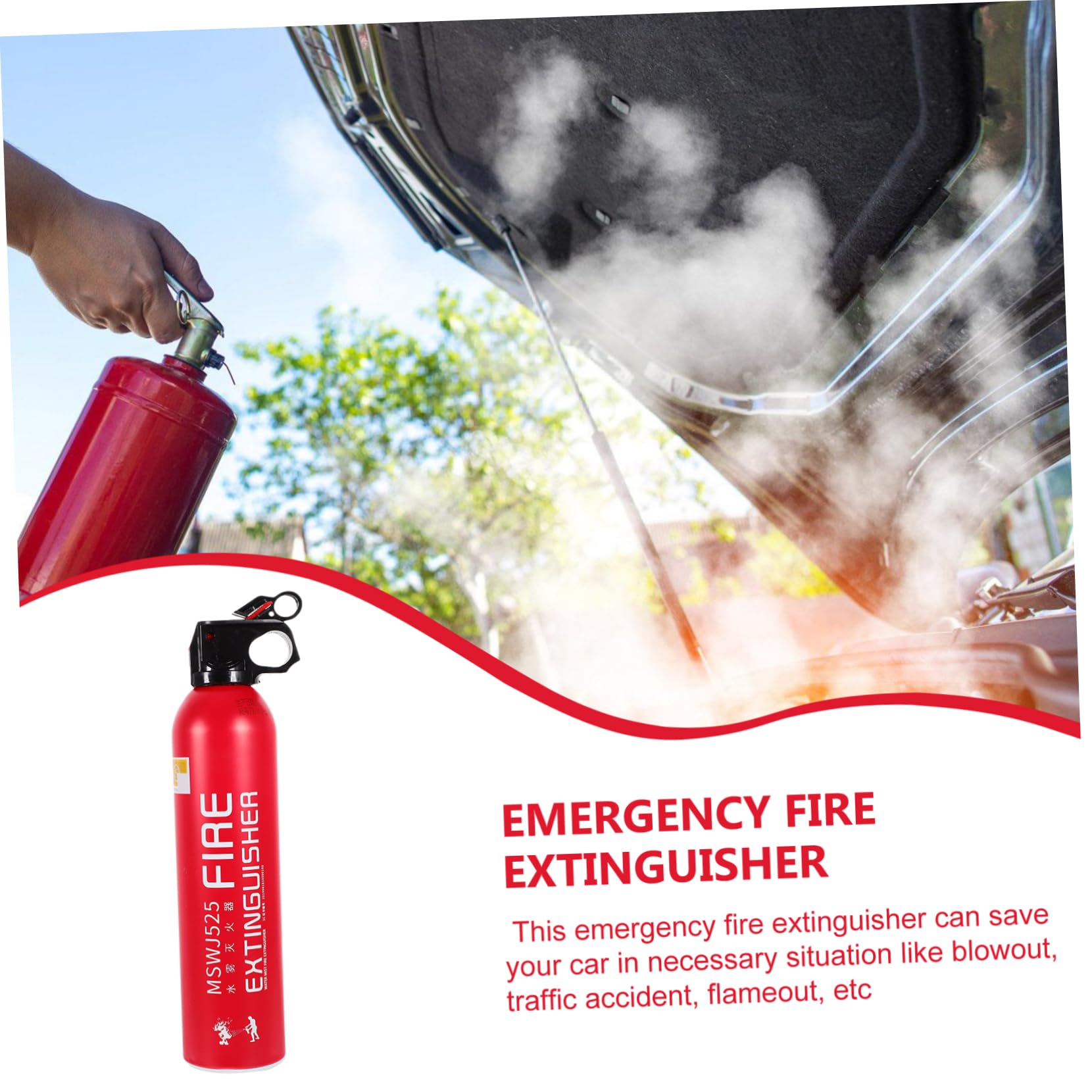 Uonlytech Extincteur Portable pour Voiture et Maison et Pratique Sécurité Incendie Compacte Rouge pour Petits Accidents et Fixation Facile