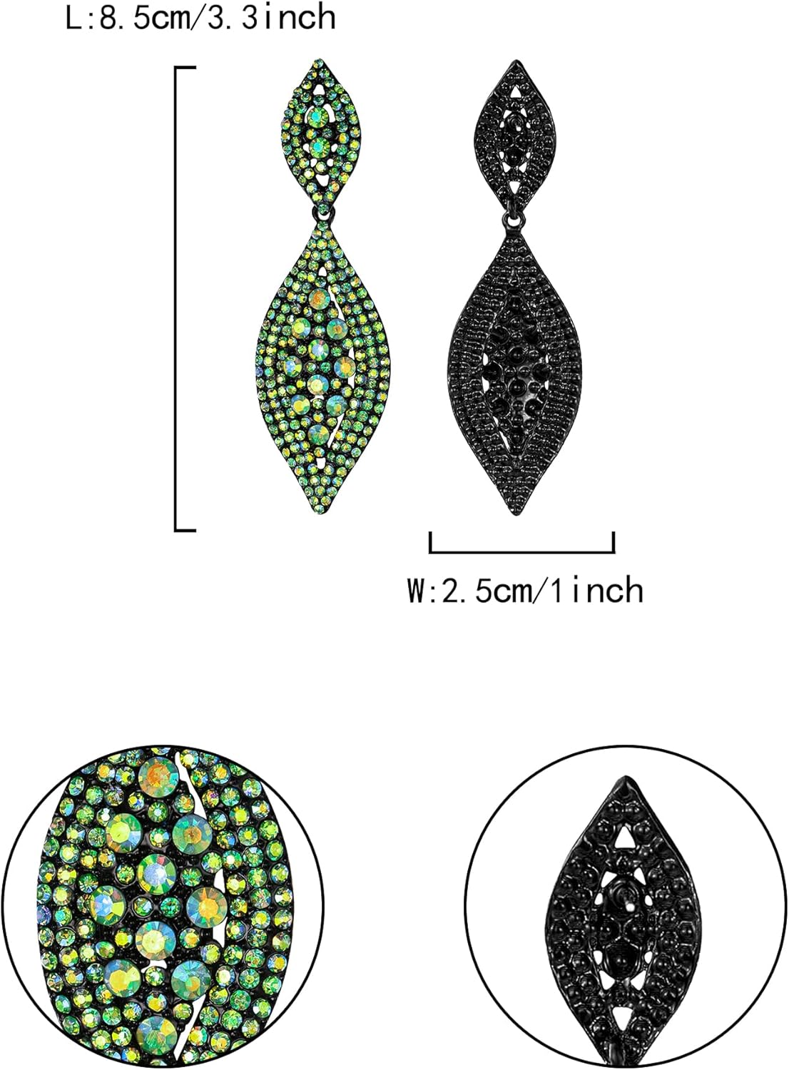 Flyonce Women's Rhinestone Crystal Wedding Bridal 2 Leaf Drop Dangle Chandelier Earrings - Image 6