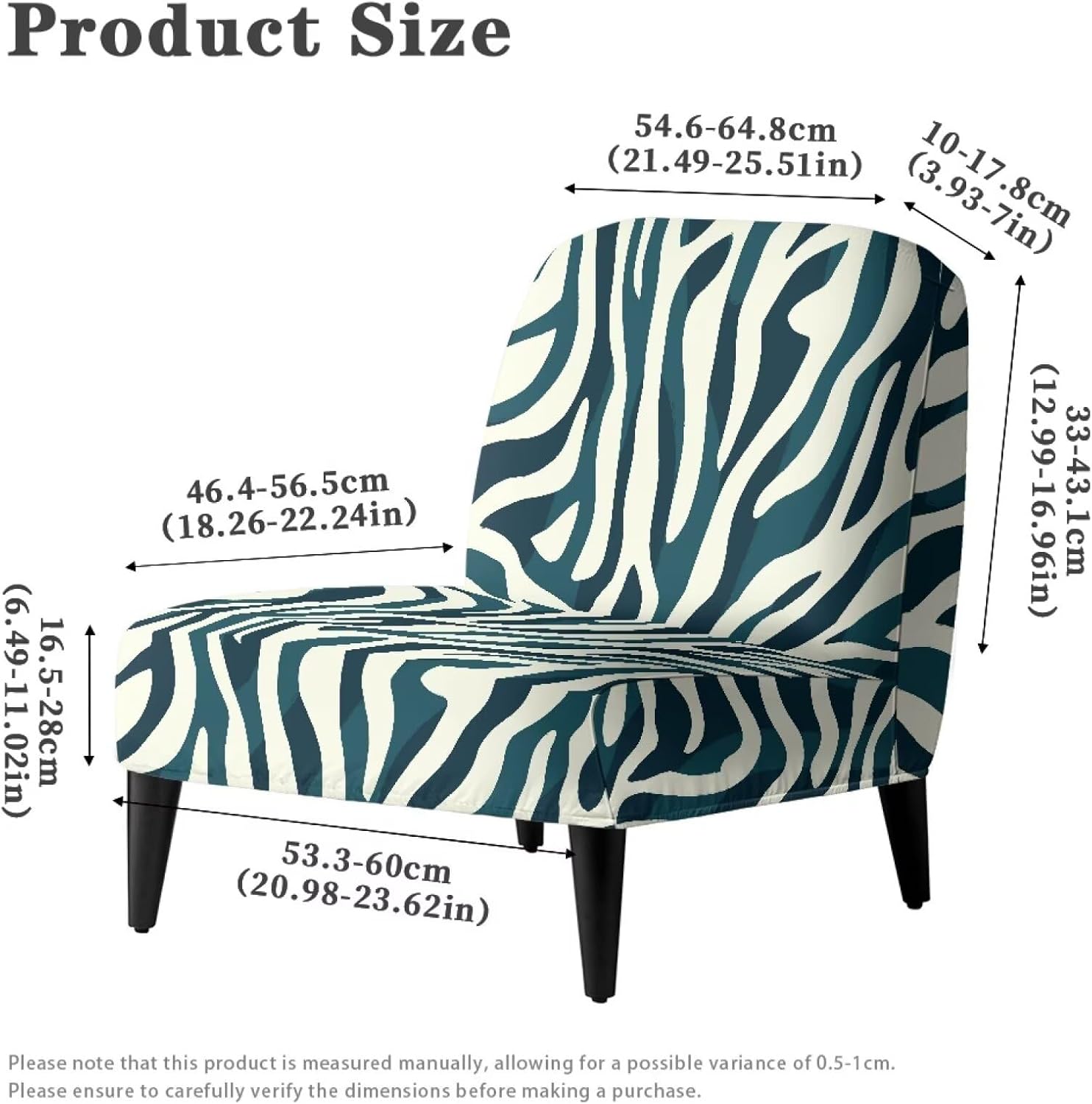 Blue Stripes Armless Accent Slipper Chair Cover Slipcover,Armless Chair Covers Slipcover,Stretch Removable Non-Slip Silp Cover for Accent Chair Without Arms for Living Dining Room