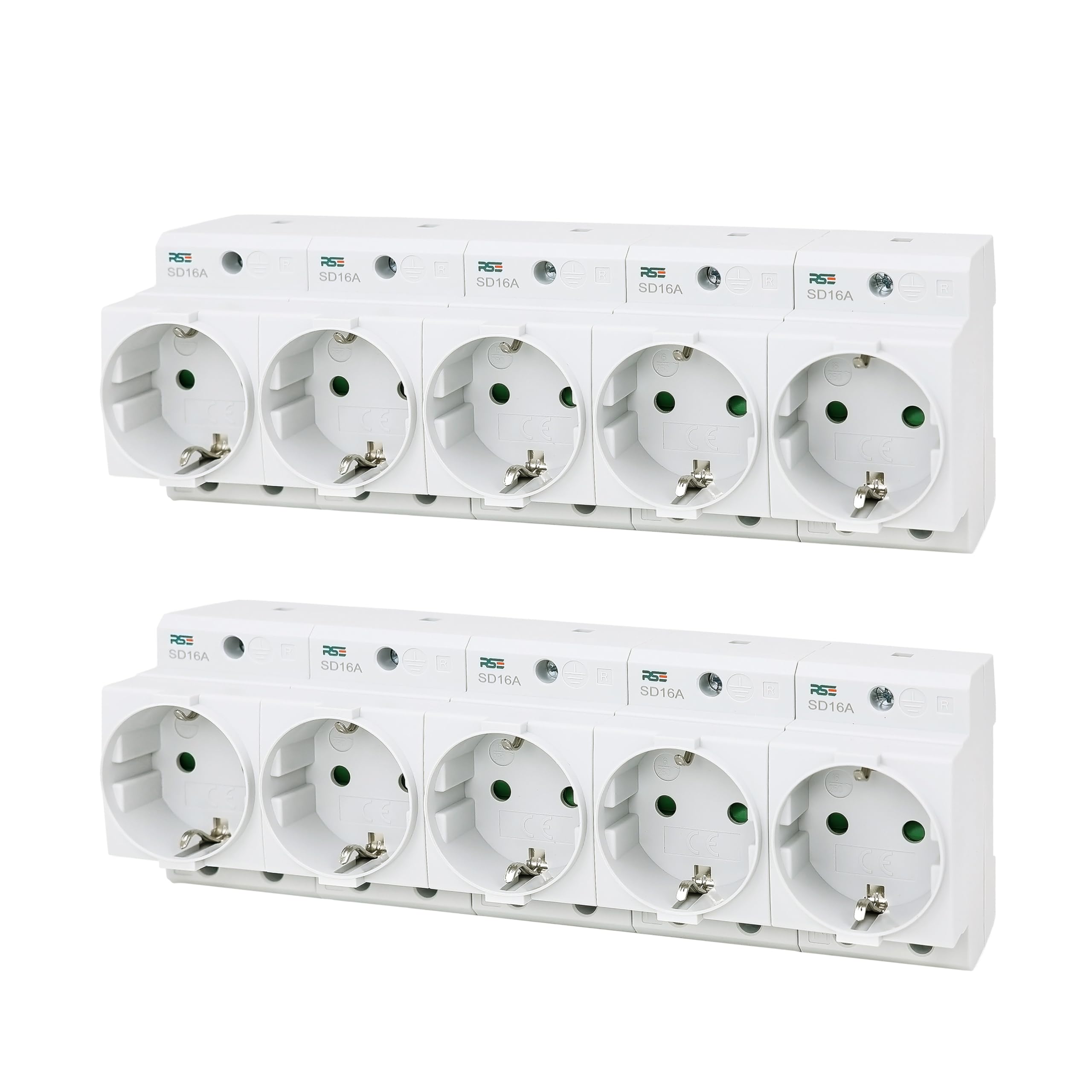 RSE Base para enchufes de 230 V/16 A, para carril DIN, armario de contadores, caja de distribución, 10 unidades