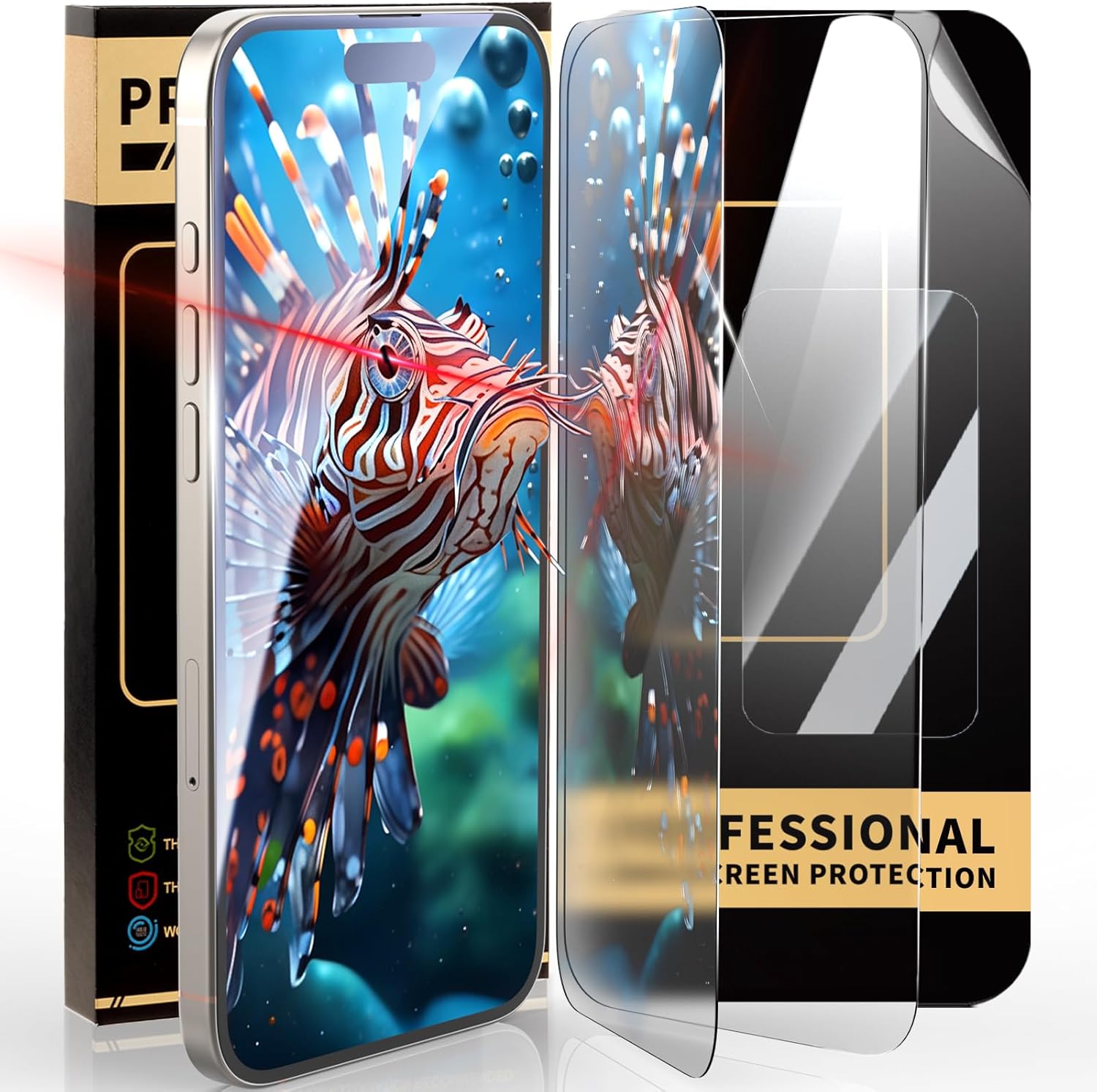 3 Pack Screen Protector for iPhone 14 Pro Max 6.7 Inch iPhone 15 iPhone 16 Pro Optional -Soft Hydrogel Film,HD Clear Matte Military Grade Shatterproof Self-healing Anti-Blue Light Easy Install (14ProMax15) Thumbnail