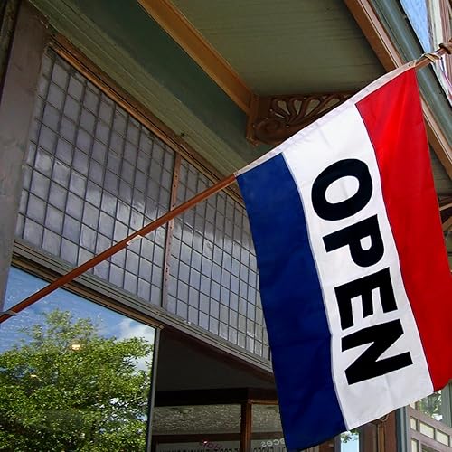 Miniatura 6 de Banderas abiertas para negocios de 3 x 5 para exteriores, doble cara, 3 capas, resistentes, banderas abiertas para exteriores con 2 ojales de latón,
