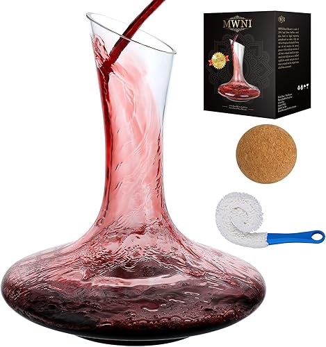 Miniatura 2 de Decantadores y jarras de vino, juego de decantadores de vino de cristal sin plomo con tapón y cepillo, 2 piezas, 60.9 fl oz y 40.6 fl oz