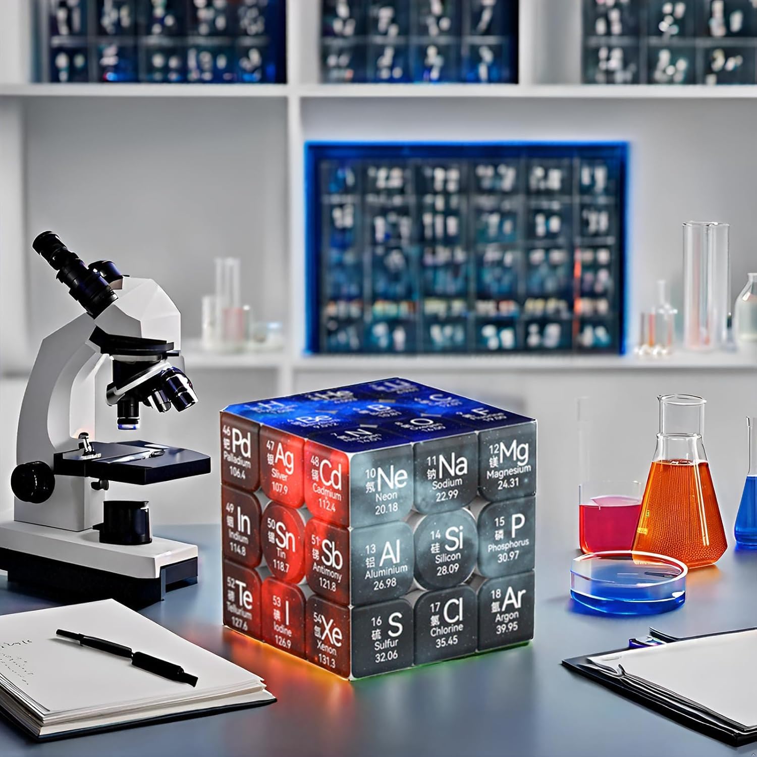 Cubo Magico 3X3 con Tavola Periodica Degli Elementi, Puzzle Cubo di Velocità, Original Speed Cube Stickerless, 3x3 Speedcube, Magico Giocattolo Puzzle per Adulti e Bambini