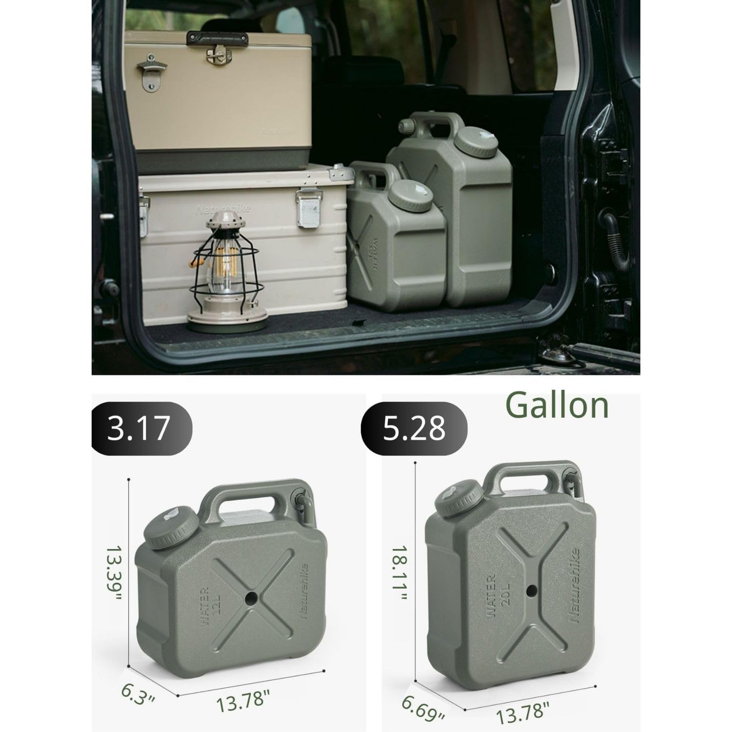 Naturehike Camping Wasserbehälter, 3,17/5,28 Gallonen Tragbarer Wasserbehälter mit Zapfen, Wassertank, Tragbarer Notfall Wasserspeicher Camp Wasserkrug für Camping, Wandern