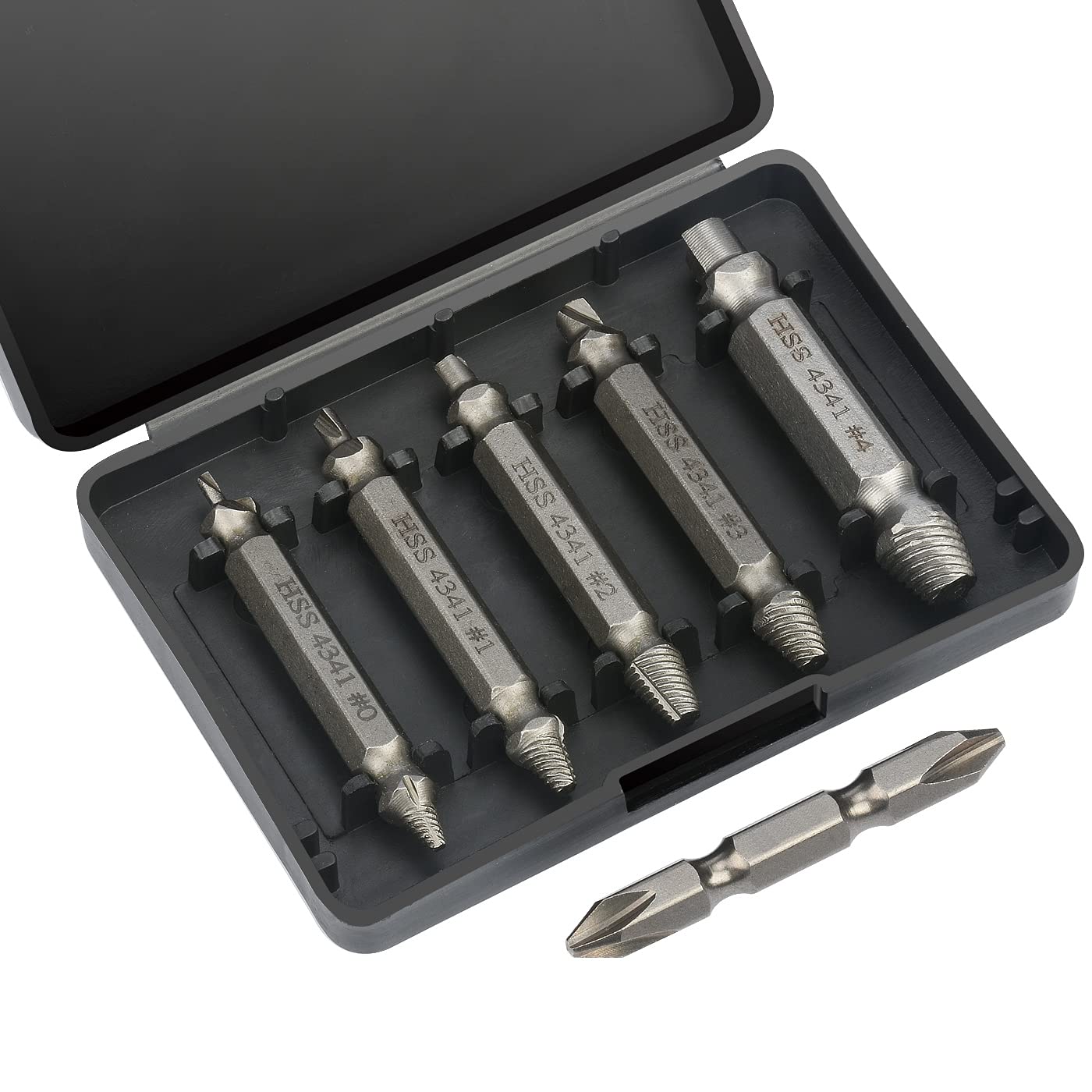 Noosverl 6 pcs Bolt Extractor Set - H.S.S.6542 Screw Extractor - for Stripped or Damaged Screw Heads