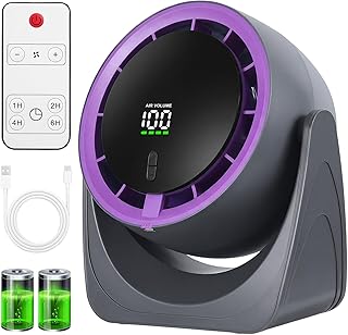 Sponvatt Rechargeable USB Desk Fan for Bedroom, Quiet Table Fan With Turbo Airflow, 100 Speeds,LED Digital Display, 360° Rotating, Small Personal Cooling Fans for Bedroom Home Office Dorm (Purple)