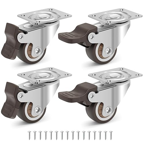 Small Caster Wheels 1 Inch - Silent Rubber Wheel Plate